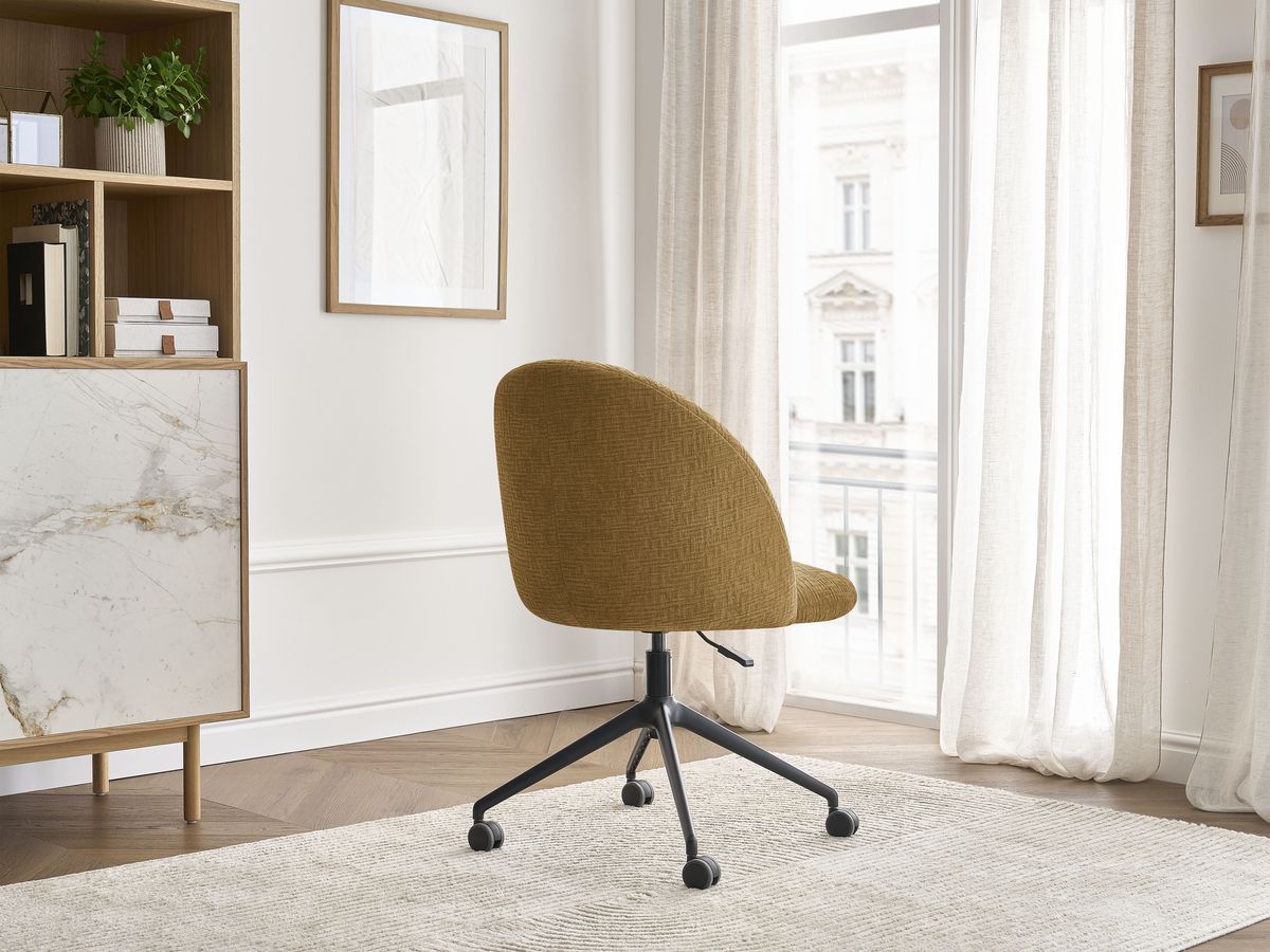 Chaise de bureau LALIE tissu texturé et pietement à roulettes avec hauteur ajustable
