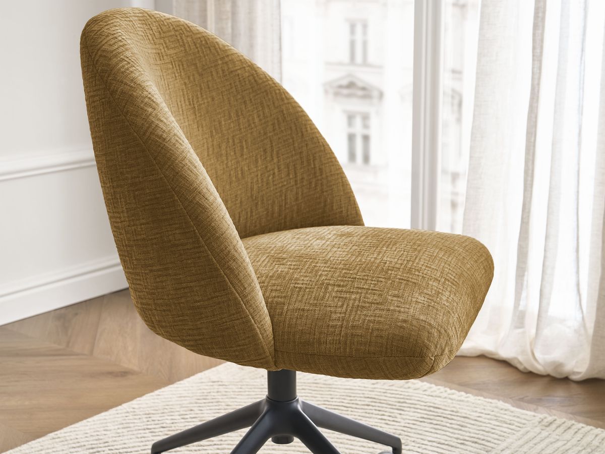 Chaise de bureau LALIE tissu texturé et pietement à roulettes avec hauteur ajustable