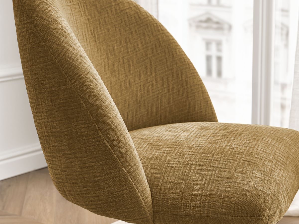 Chaise de bureau LALIE tissu texturé et pietement à roulettes avec hauteur ajustable