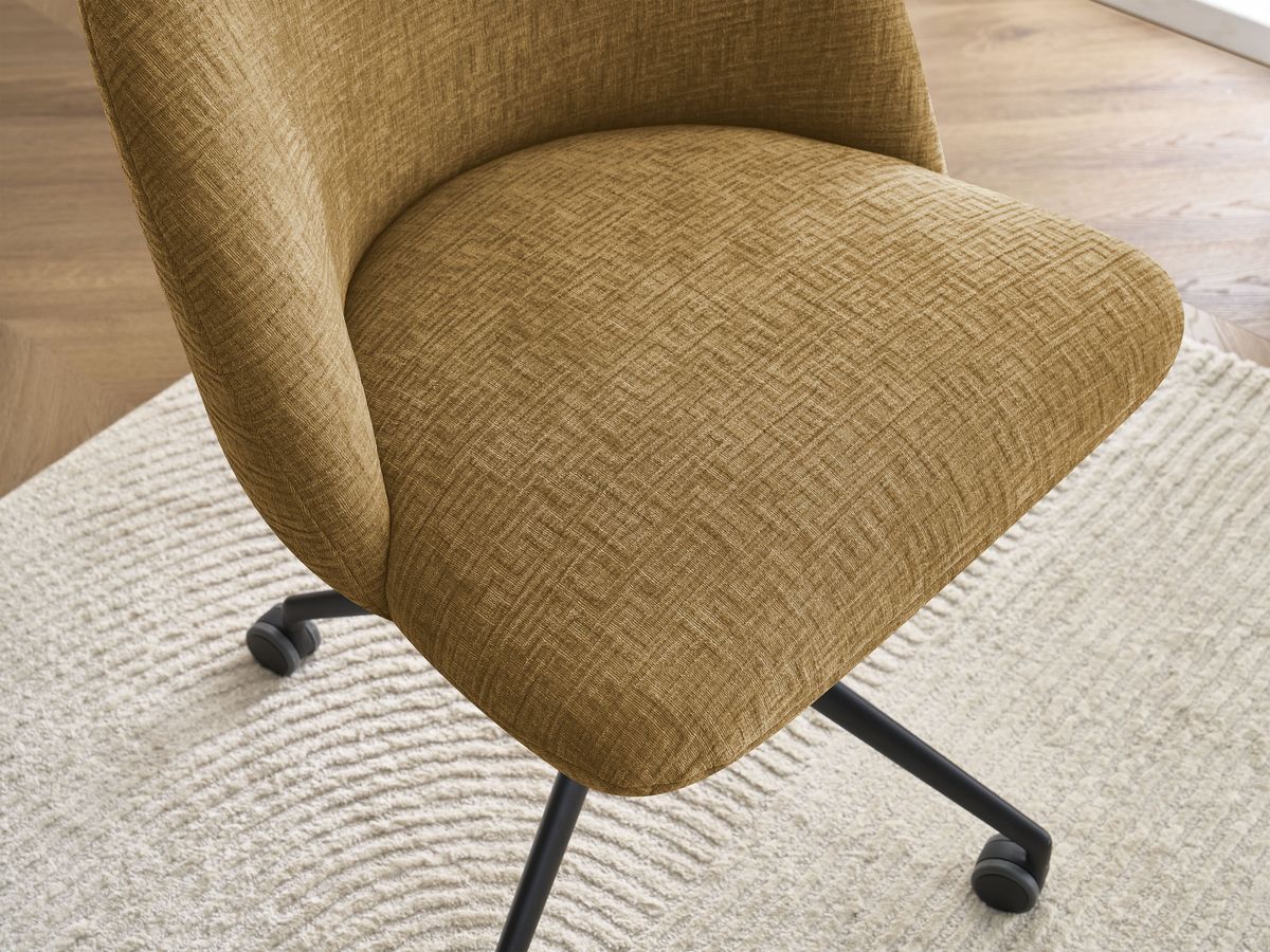 Chaise de bureau LALIE tissu texturé et pietement à roulettes avec hauteur ajustable