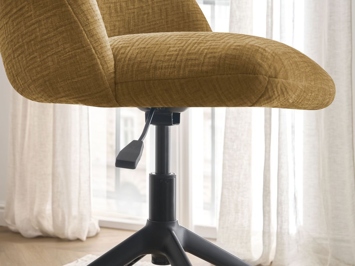 Chaise de bureau LALIE tissu texturé et pietement à roulettes avec hauteur ajustable