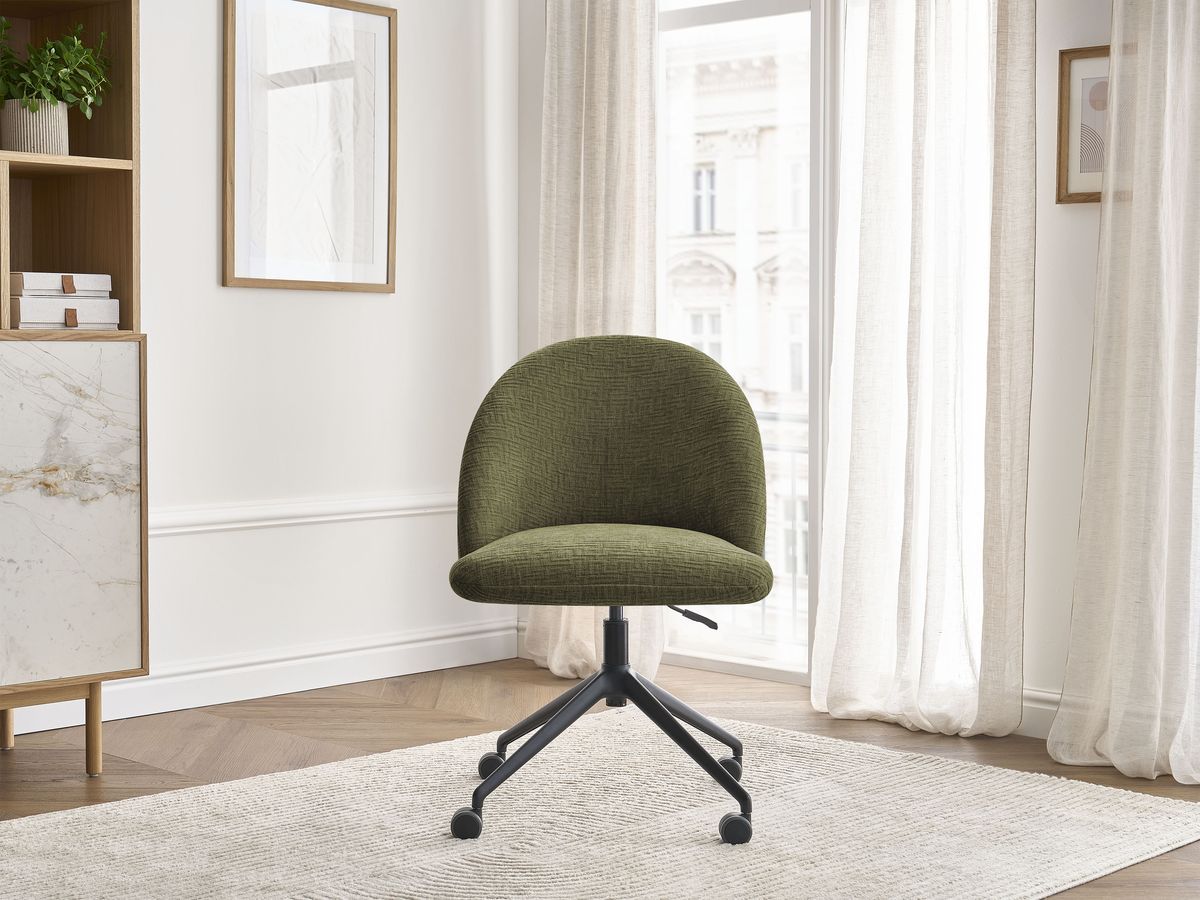Chaise de bureau LALIE tissu texturé et pietement à roulettes avec hauteur ajustable