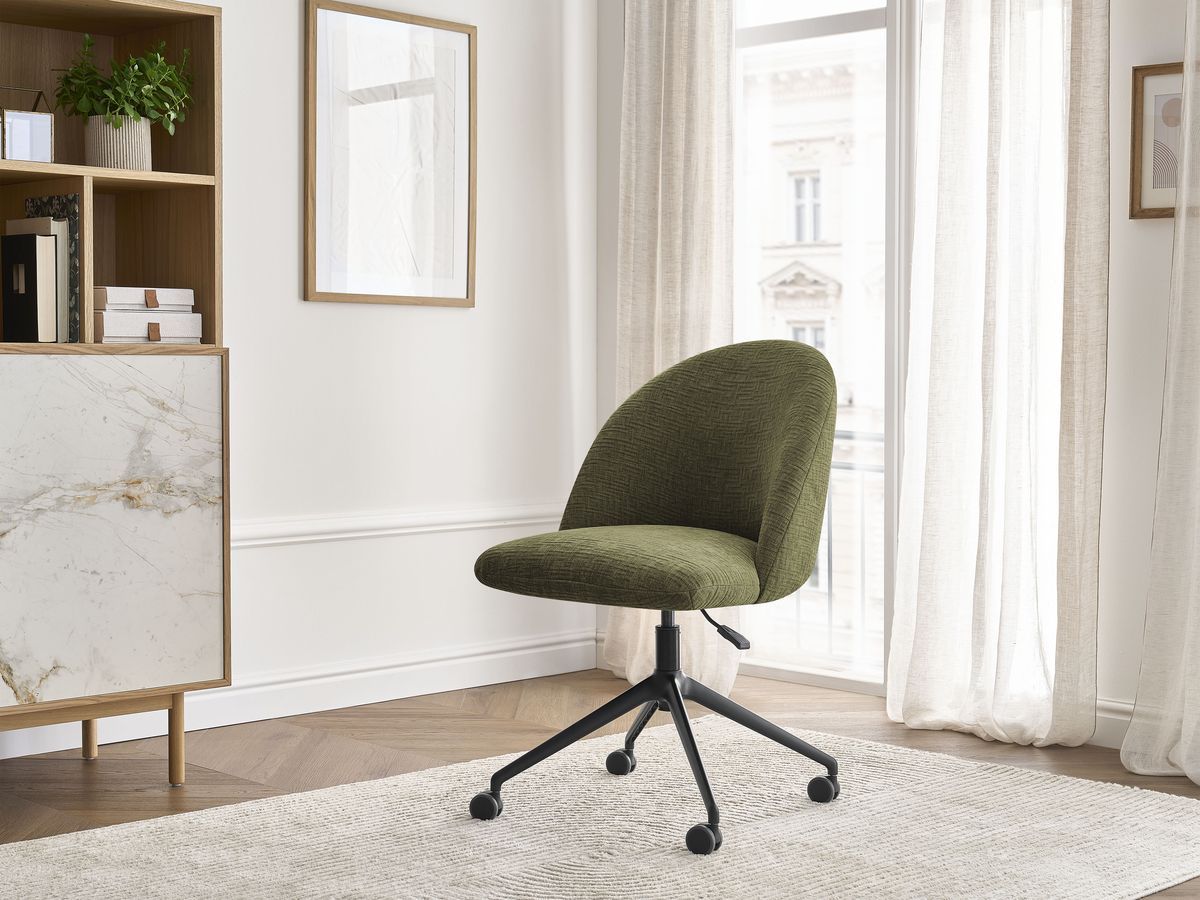 Chaise de bureau LALIE texturé et pietement à roulettes avec hauteur ajustable vert — vue 5