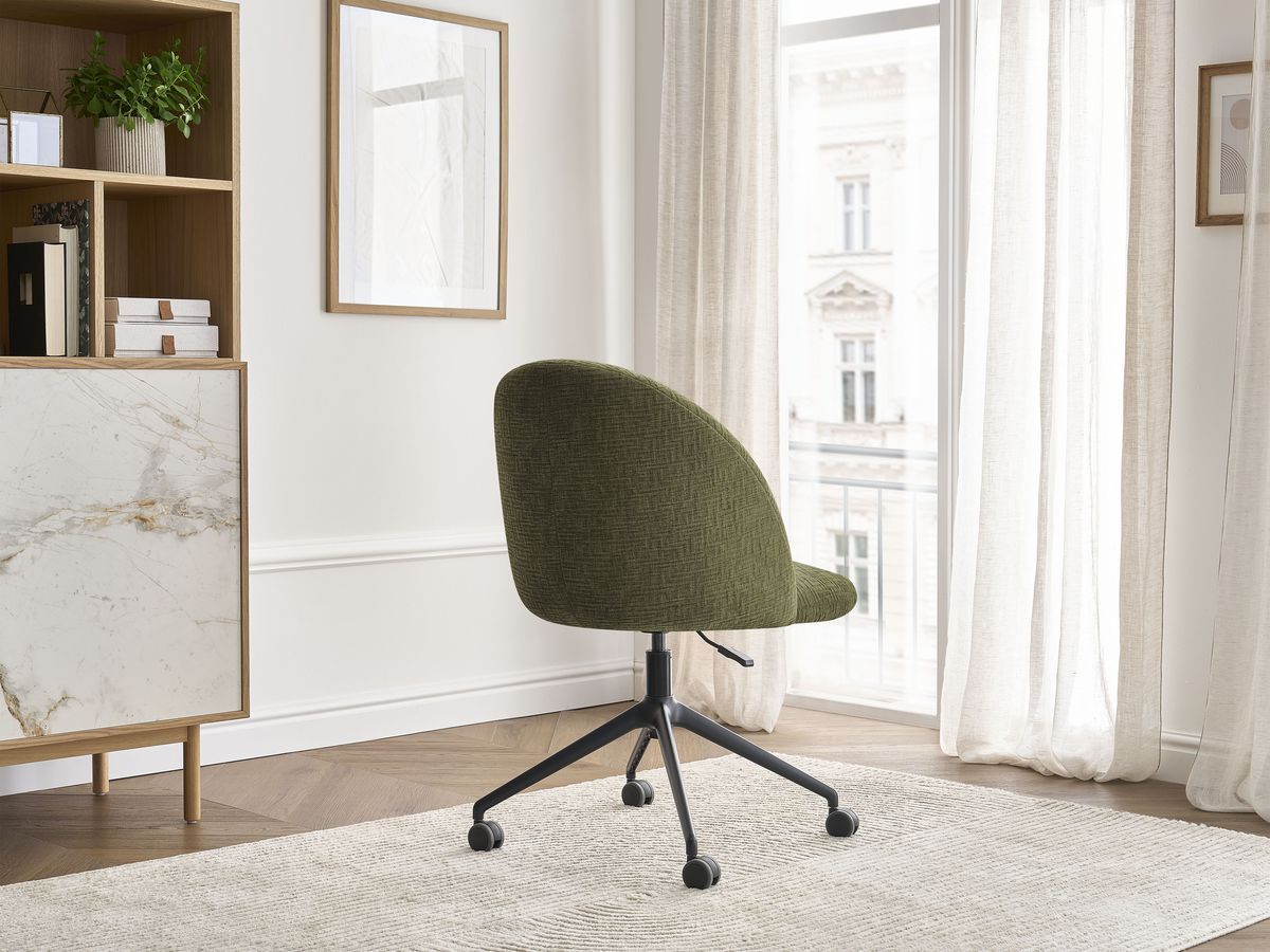 Chaise de bureau LALIE tissu texturé et pietement à roulettes avec hauteur ajustable