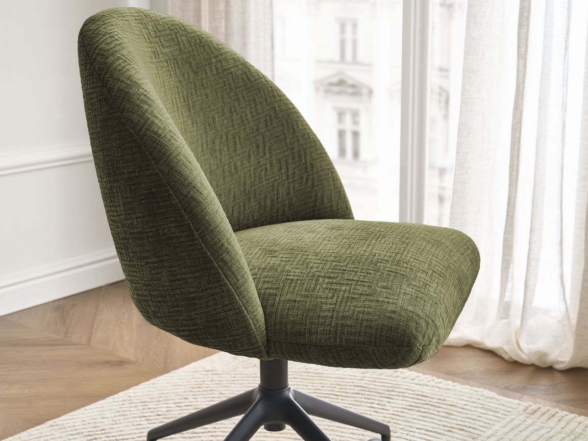 Chaise de bureau LALIE tissu texturé et pietement à roulettes avec hauteur ajustable