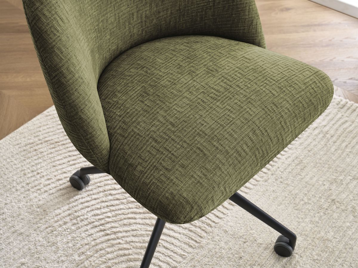 Chaise de bureau LALIE tissu texturé et pietement à roulettes avec hauteur ajustable