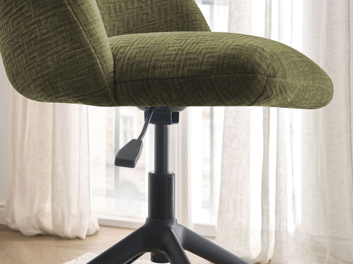 Chaise de bureau LALIE tissu texturé et pietement à roulettes avec hauteur ajustable
