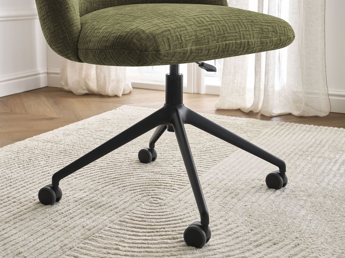 Chaise de bureau LALIE tissu texturé et pietement à roulettes avec hauteur ajustable