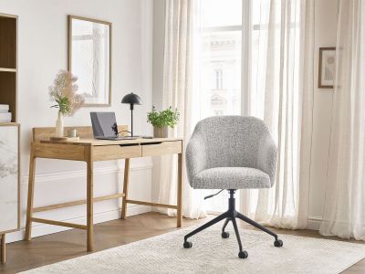 Chaise de bureau SOPHIE tissu chiné et pietement à roulettes avec hauteur ajustable