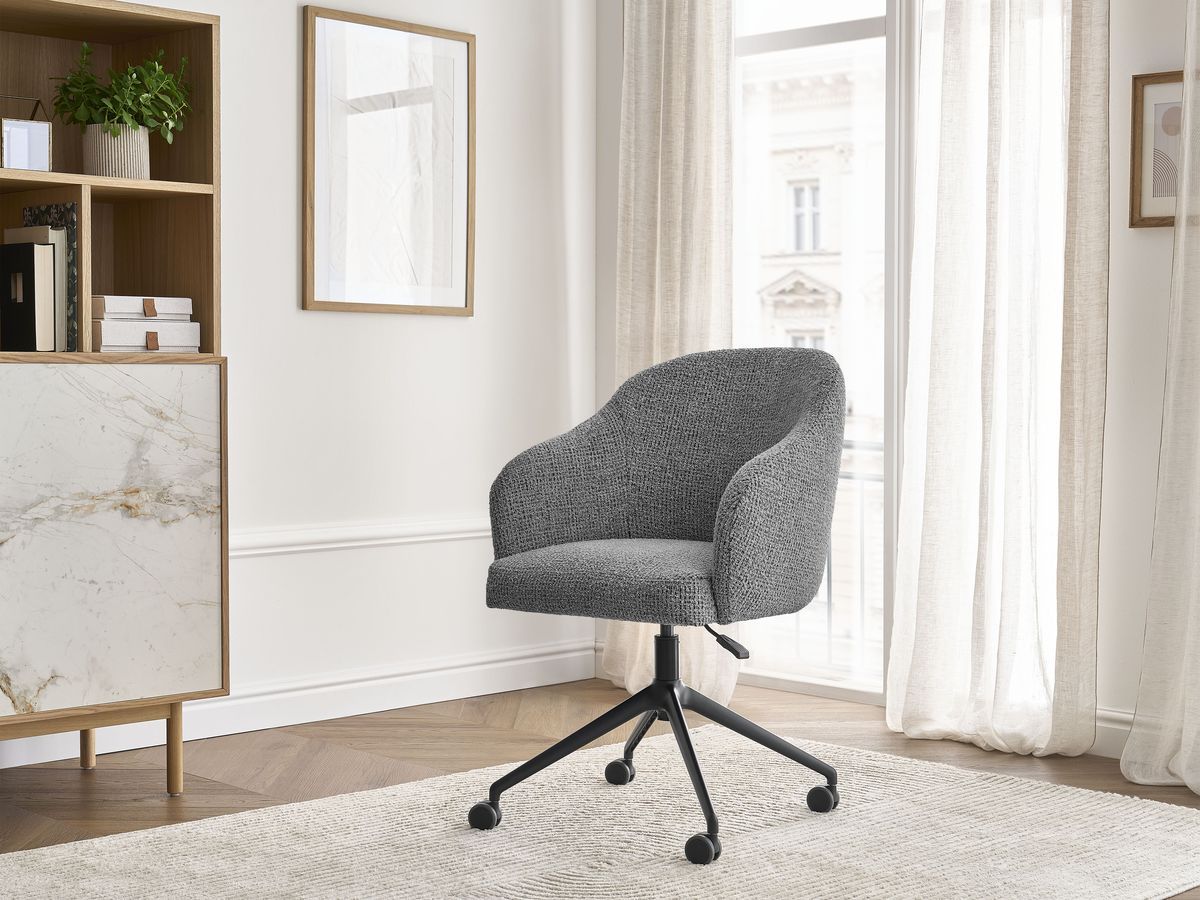 Chaise de bureau SOPHIE chiné et pietement à roulettes avec hauteur ajustable gris foncé — vue 5