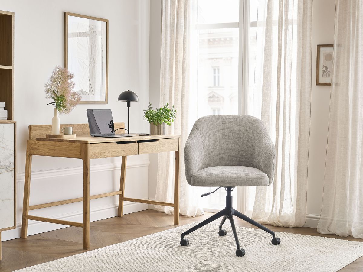 Chaise de bureau SOPHIE tissu texturé et pietement à roulettes avec hauteur ajustable