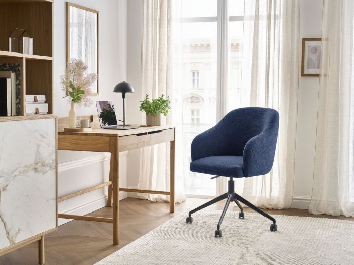 Chaise de bureau SOPHIE tissu texturé et pietement à roulettes avec hauteur ajustable