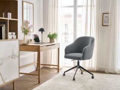 Chaise de bureau SOPHIE tissu texturé et pietement à roulettes avec hauteur ajustable