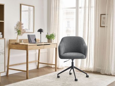 Chaise de bureau SOPHIE tissu texturé et pietement à roulettes avec hauteur ajustable