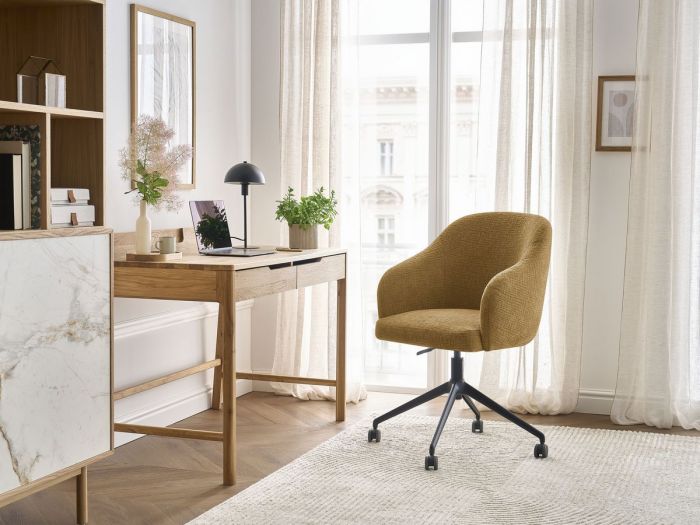 Chaise de bureau SOPHIE tissu texturé et pietement à roulettes avec hauteur ajustable