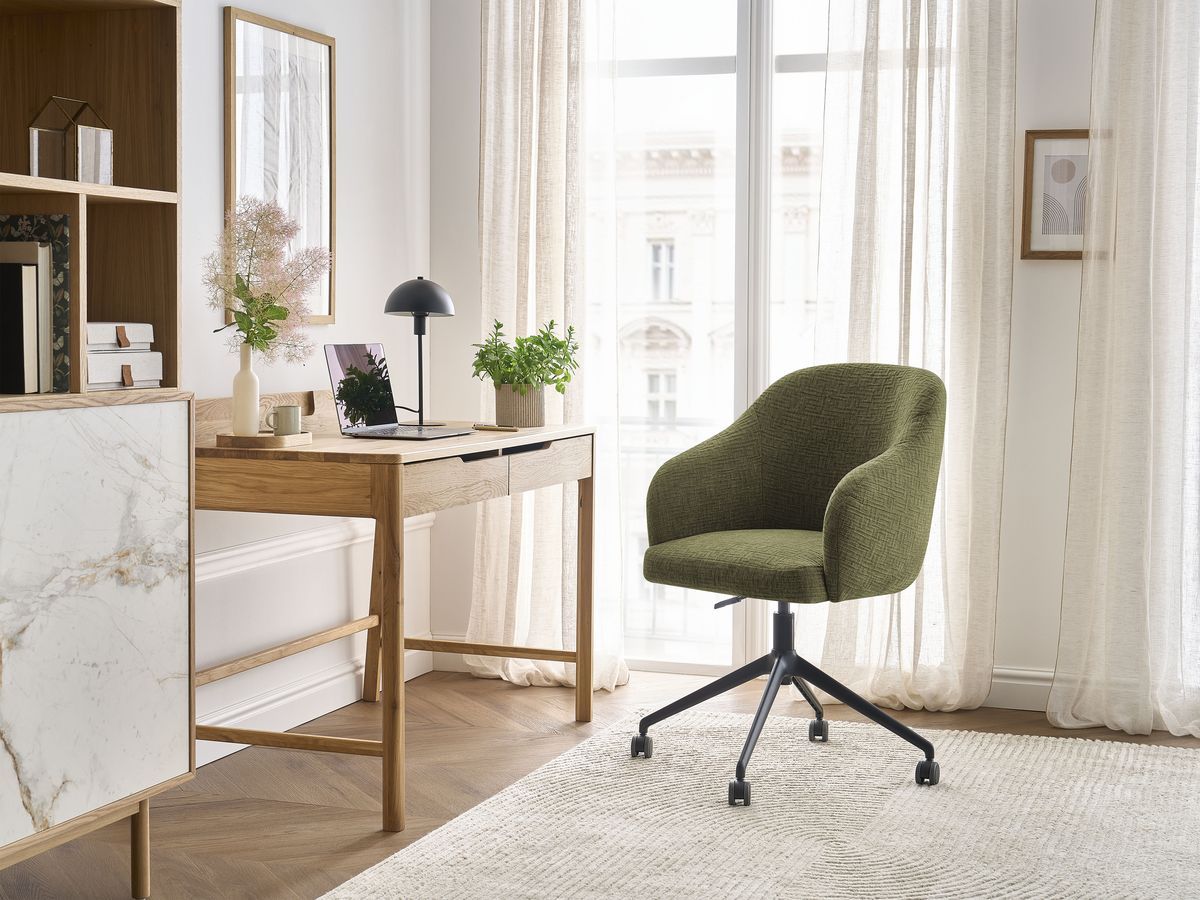 Chaise de bureau SOPHIE tissu texturé et pietement à roulettes avec hauteur ajustable vert   BOBOCHIC