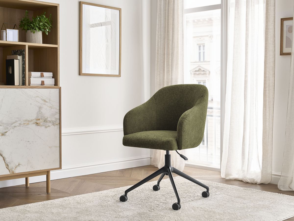 Chaise de bureau SOPHIE texturé et pietement à roulettes avec hauteur ajustable vert — vue 5