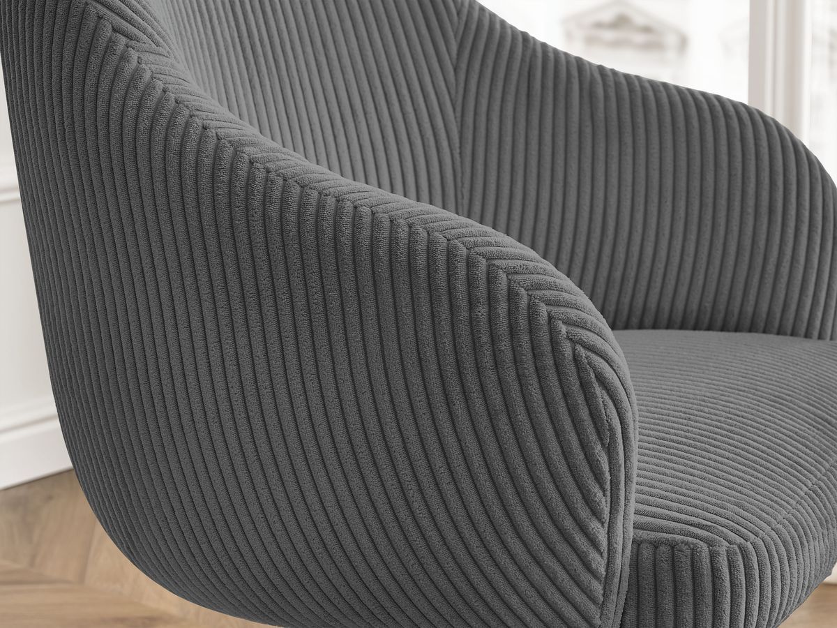 Chaise de bureau SOPHIE tissu velours côtelé et pietement à roulettes avec hauteur ajustable