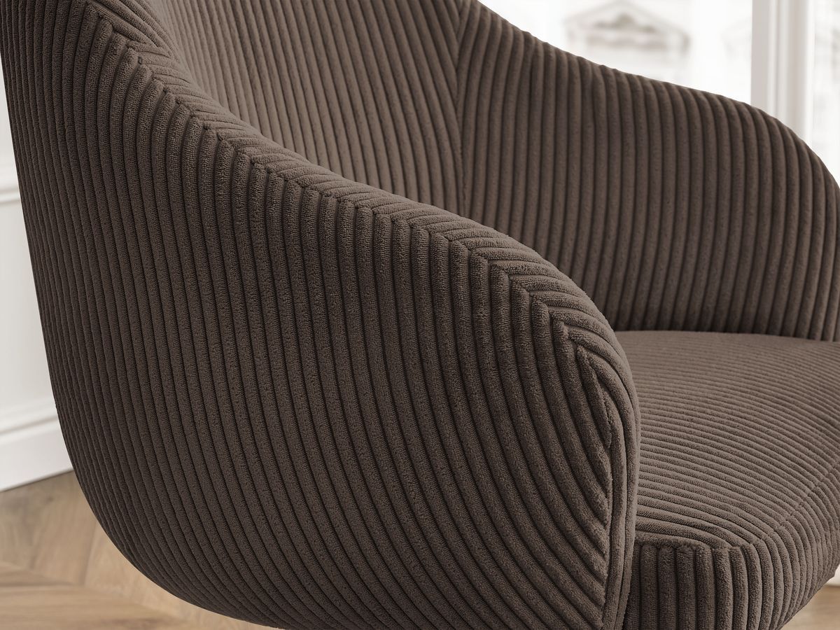 Chaise de bureau SOPHIE tissu velours côtelé et pietement à roulettes avec hauteur ajustable