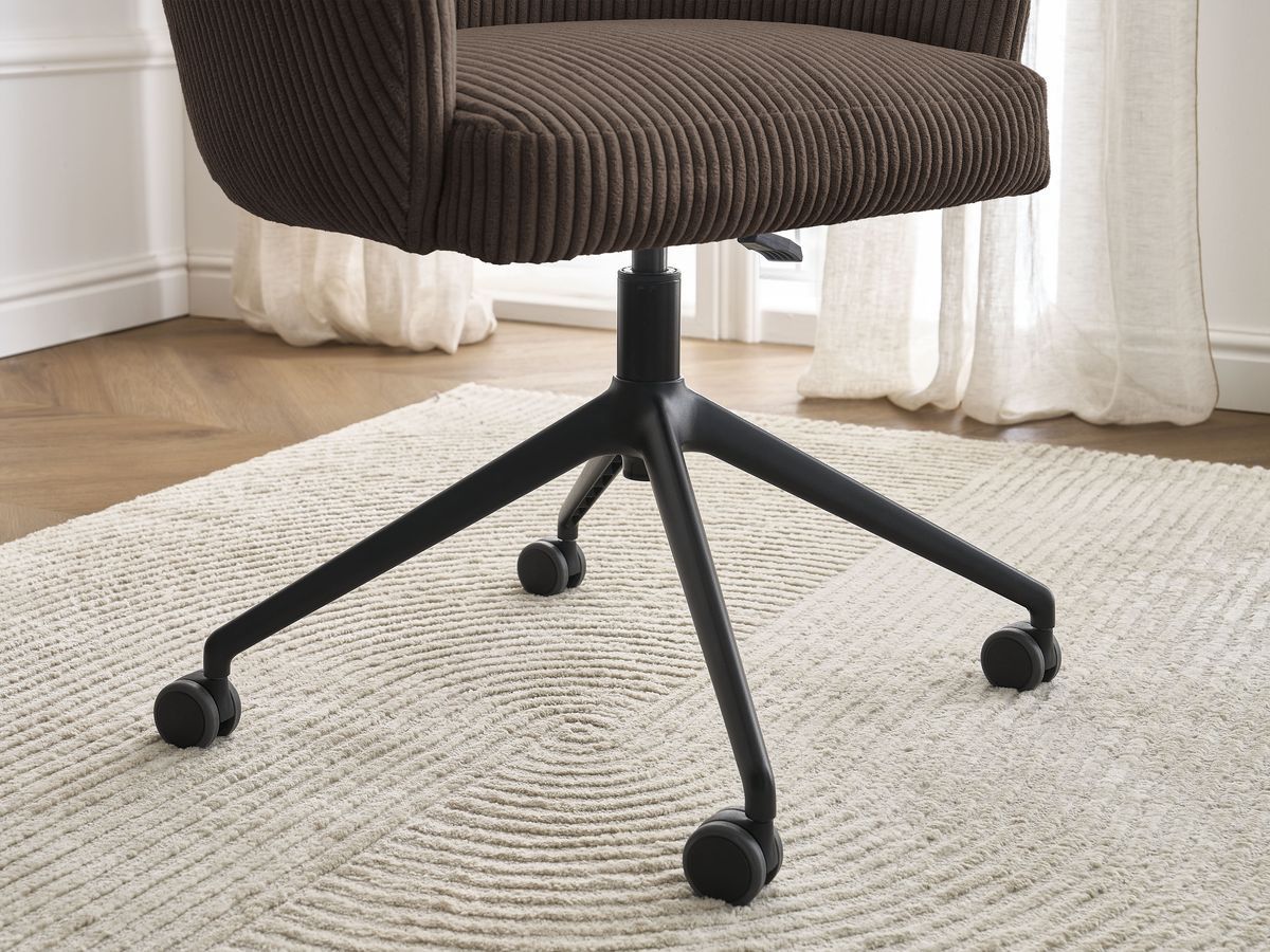 Chaise de bureau SOPHIE tissu velours côtelé et pietement à roulettes avec hauteur ajustable