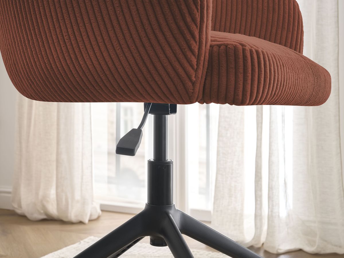 Chaise de bureau SOPHIE tissu velours côtelé et pietement à roulettes avec hauteur ajustable