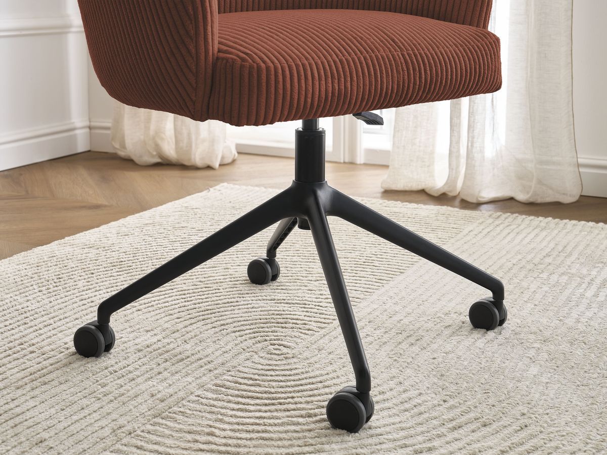 Chaise de bureau SOPHIE tissu velours côtelé et pietement à roulettes avec hauteur ajustable