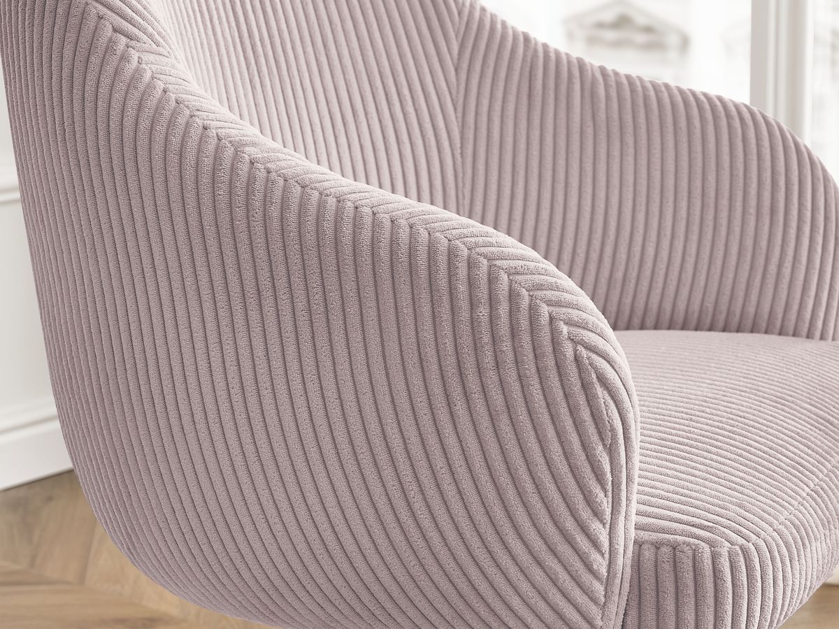 Chaise de bureau SOPHIE tissu velours côtelé et pietement à roulettes avec hauteur ajustable