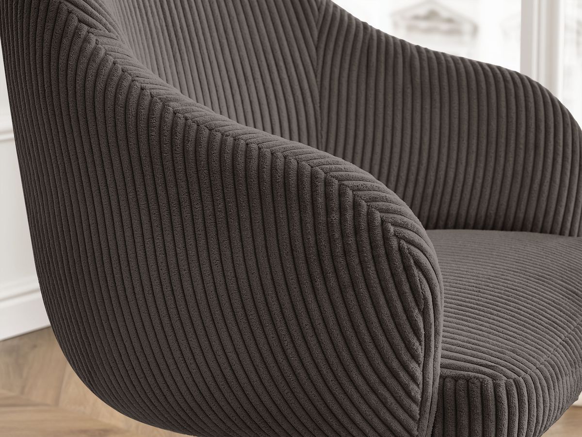 Chaise de bureau SOPHIE tissu velours côtelé et pietement à roulettes avec hauteur ajustable