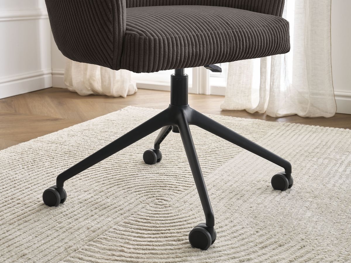 Chaise de bureau SOPHIE tissu velours côtelé et pietement à roulettes avec hauteur ajustable