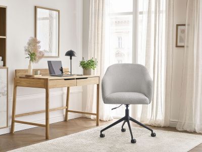 Chaise de bureau SOPHIE tissu bouclette et pietement à roulettes avec hauteur ajustable