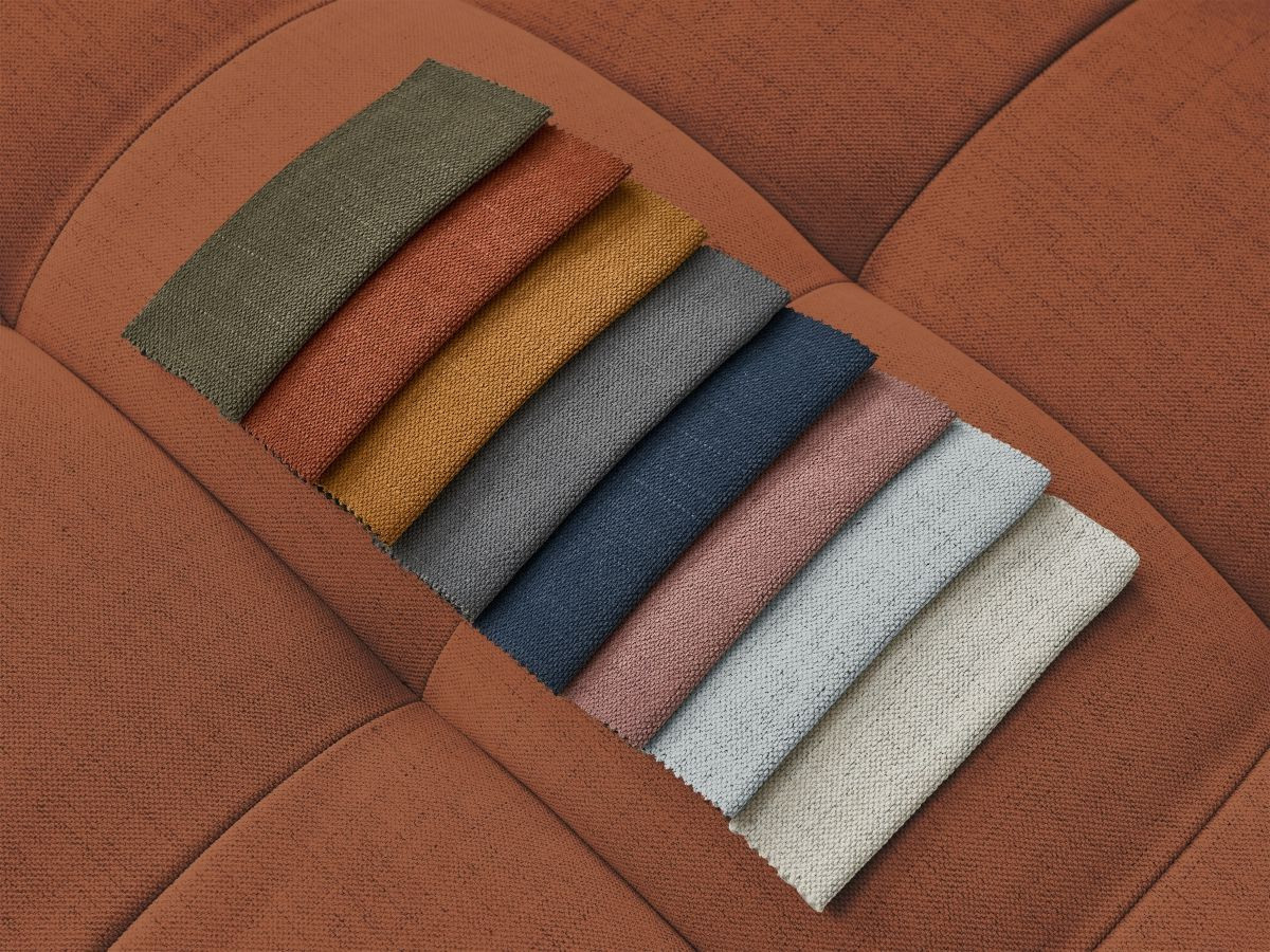 Canapé d'angle fixe CLOUD avec pouf orange  angle droit BOBOCHIC 3 places - Vue supplémentaire 2