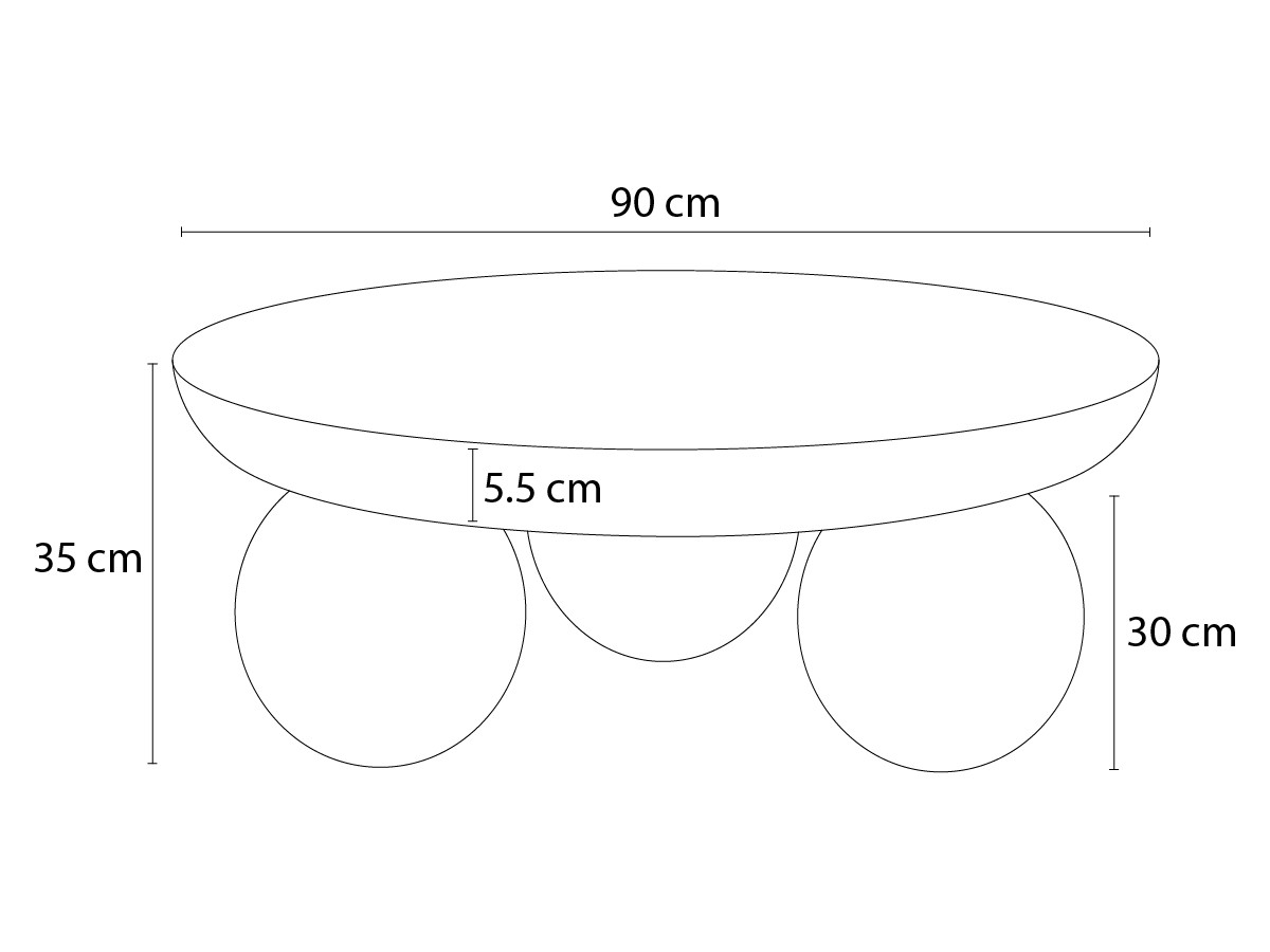 Table basse D.90 cm ALINE pieds ronds