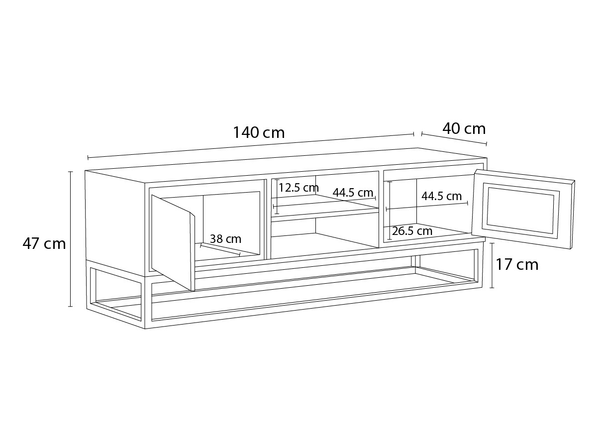 BERGERAC 2-deurs tv-meubel 140 cm massief mangohout