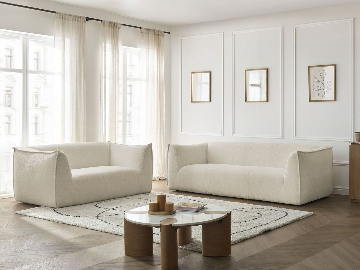 Ensemble canapé droit 3 + 2 places GIORGIA bouclette beige — vue 6