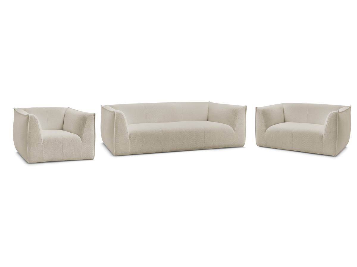 Ensemble canapé droit fixe 3 + 2 places + fauteuil GIORGIA tissu bouclette