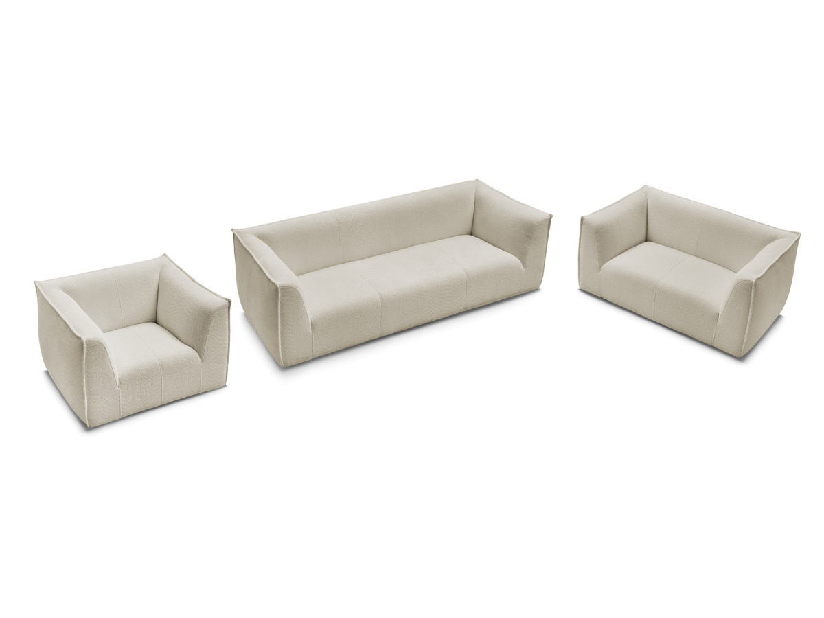 Ensemble canapé droit fixe 3 + 2 places + fauteuil GIORGIA tissu bouclette