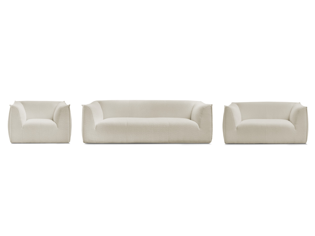 Ensemble canapé droit fixe 3 + 2 places + fauteuil GIORGIA tissu bouclette