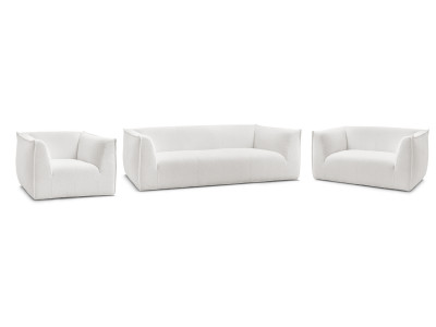 Ensemble canapé droit fixe 3 + 2 places + fauteuil GIORGIA tissu bouclette