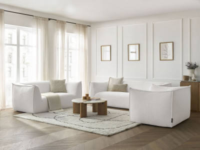 Ensemble canapé droit fixe 3 + 2 places + fauteuil GIORGIA tissu bouclette
