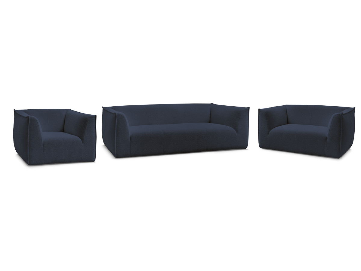 Ensemble canapé droit fixe 3 + 2 places + fauteuil GIORGIA tissu bouclette