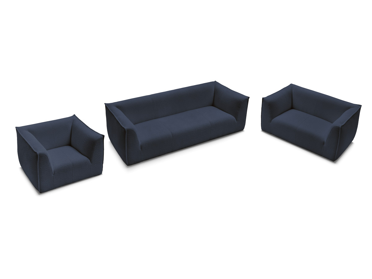 Ensemble canapé droit fixe 3 + 2 places + fauteuil GIORGIA tissu bouclette