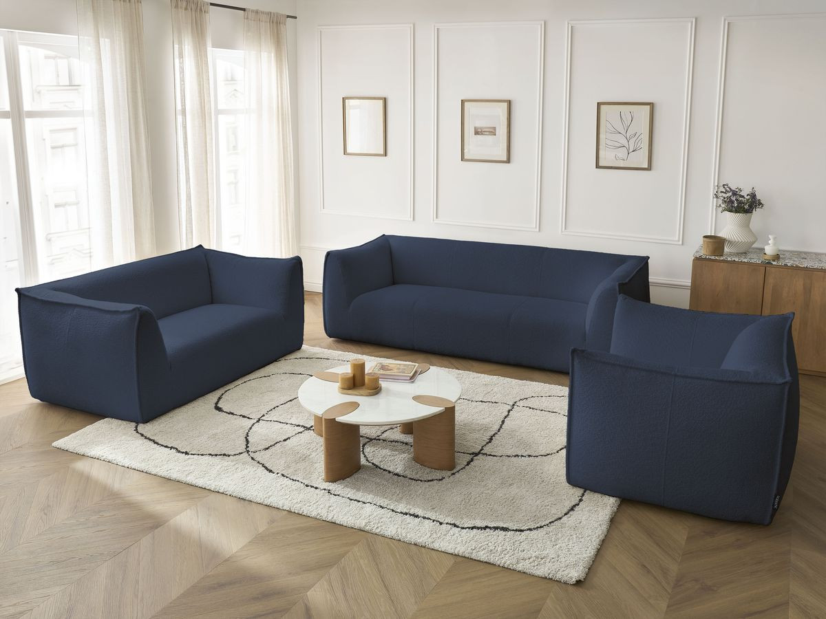 Ensemble canapé droit fixe 3 + 2 places + fauteuil GIORGIA tissu bouclette