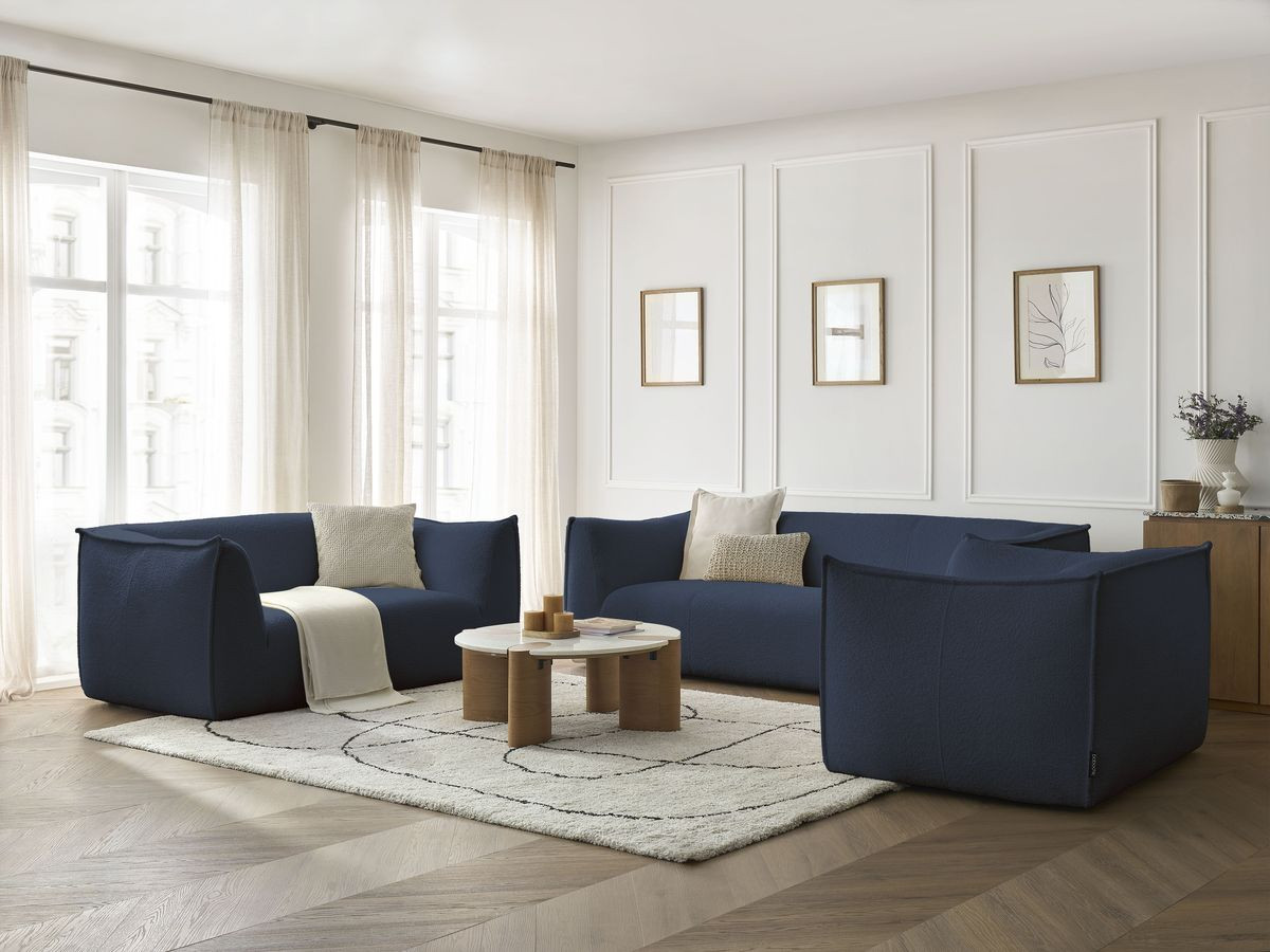 Ensemble canapé droit fixe 3 + 2 places + fauteuil GIORGIA tissu bouclette