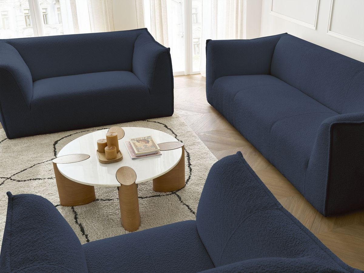 Ensemble canapé droit fixe 3 + 2 places + fauteuil GIORGIA tissu bouclette