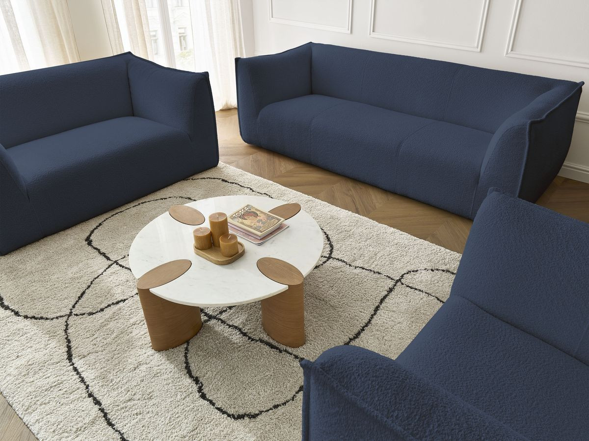 Ensemble canapé droit fixe 3 + 2 places + fauteuil GIORGIA tissu bouclette