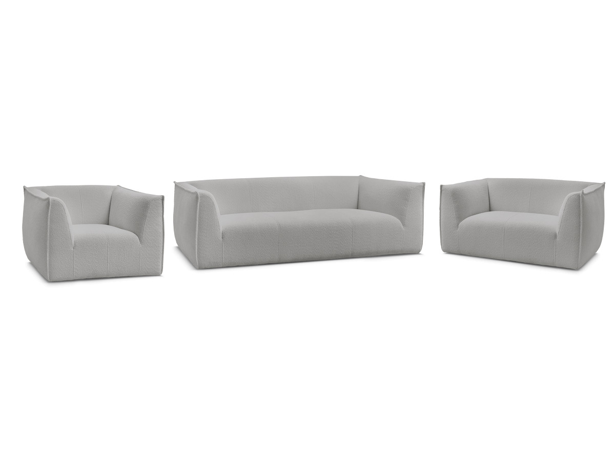 Ensemble canapé droit fixe 3 + 2 places + fauteuil GIORGIA tissu bouclette