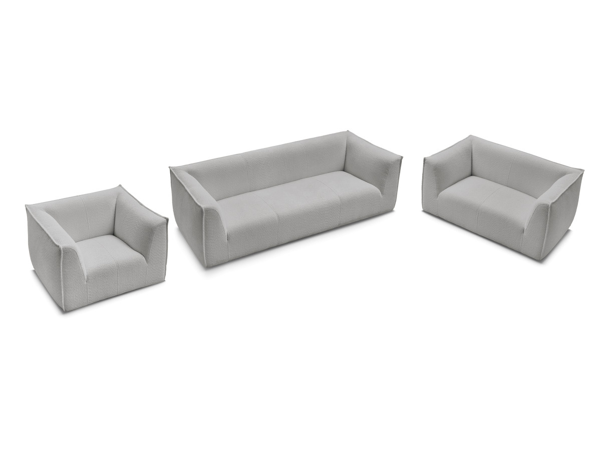 Ensemble canapé droit fixe 3 + 2 places + fauteuil GIORGIA tissu bouclette
