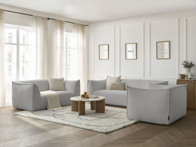 Ensemble canapé droit fixe 3 + 2 places + fauteuil GIORGIA tissu bouclette