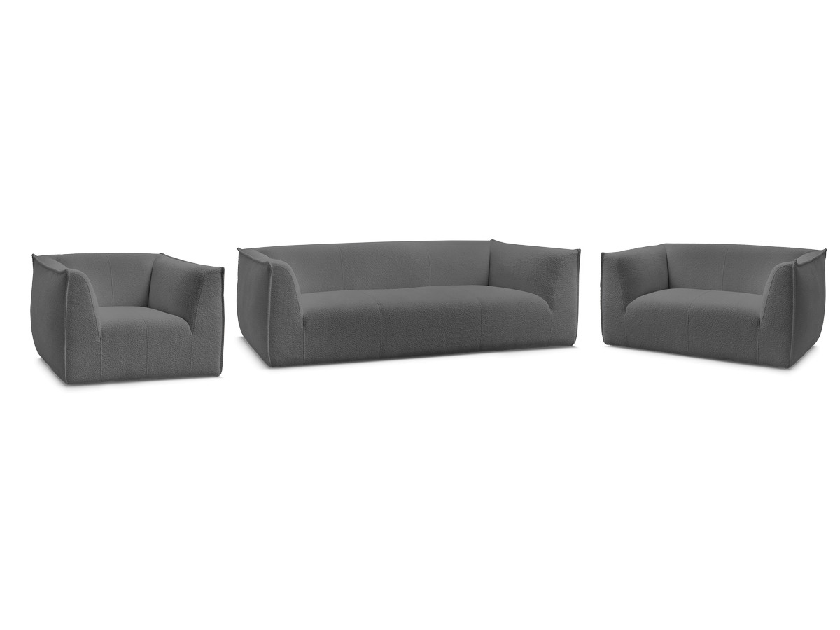 Ensemble canapé droit fixe 3 + 2 places + fauteuil GIORGIA tissu bouclette