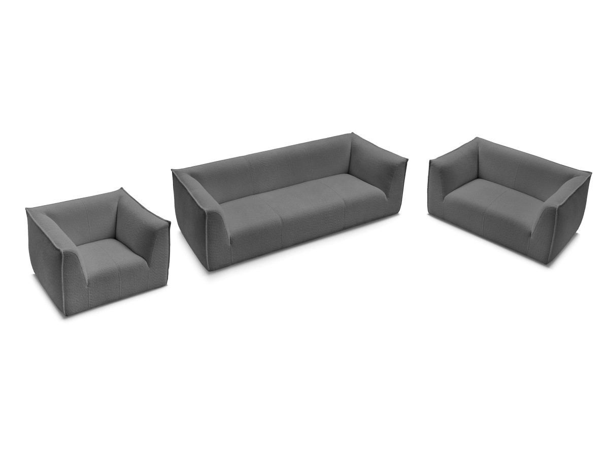 Ensemble canapé droit fixe 3 + 2 places + fauteuil GIORGIA tissu bouclette